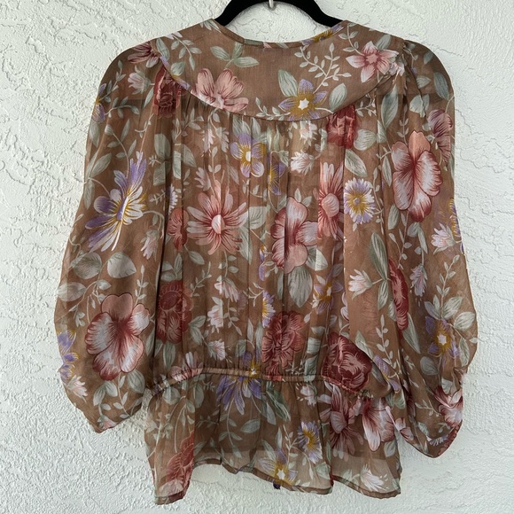 American Rag Blouse Sheer Floral Front Tie XS NWT - Picture 8 of 8